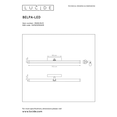 lafabryka.pl Kinkiet BELPA LED 1x10W 4000K IP44 Chrome 39210/10/11 Lucide